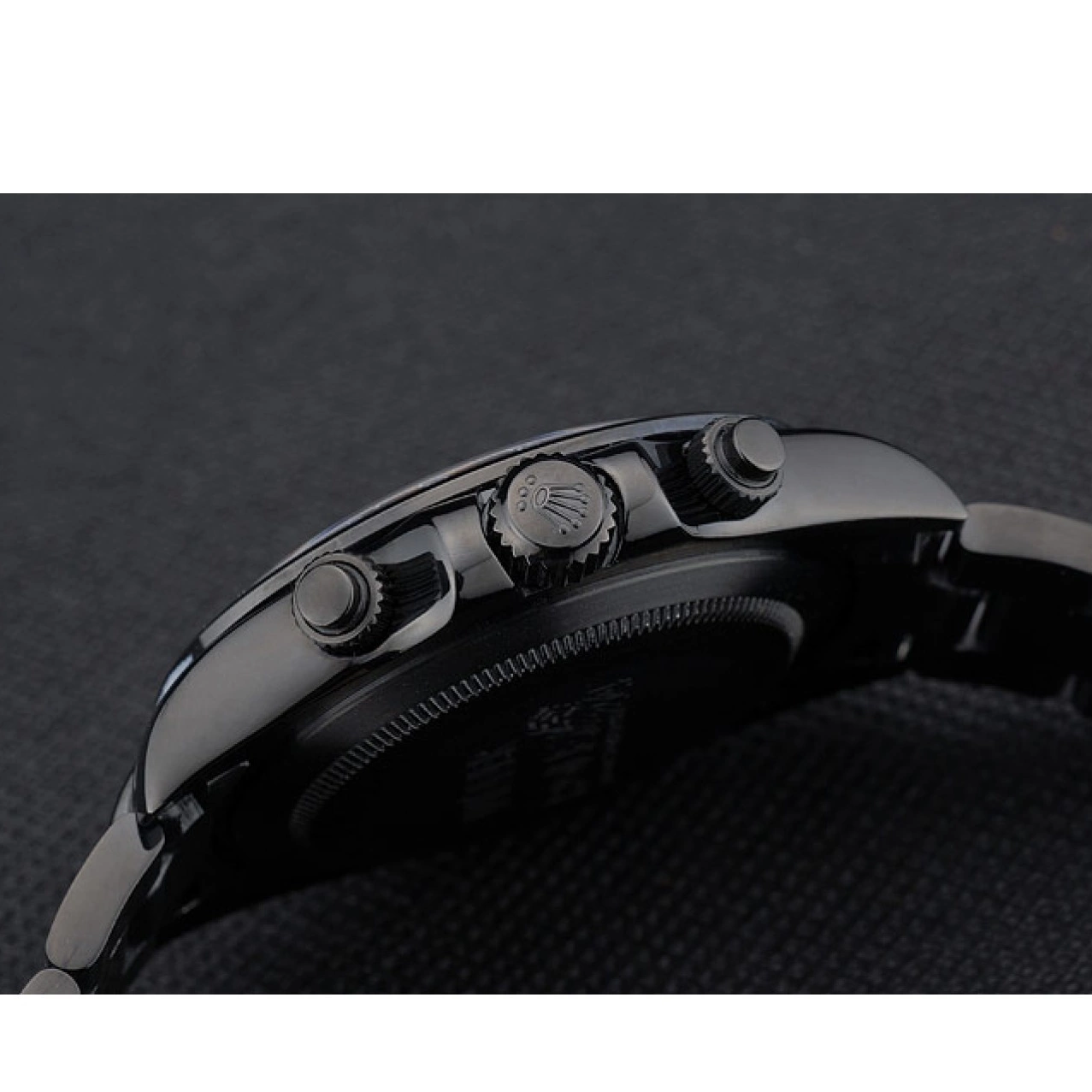 Aaa replica Black Rolex Ion Tachymeter Black Steel Stainless Black Dial Plated Strap Daytona 80247 0605